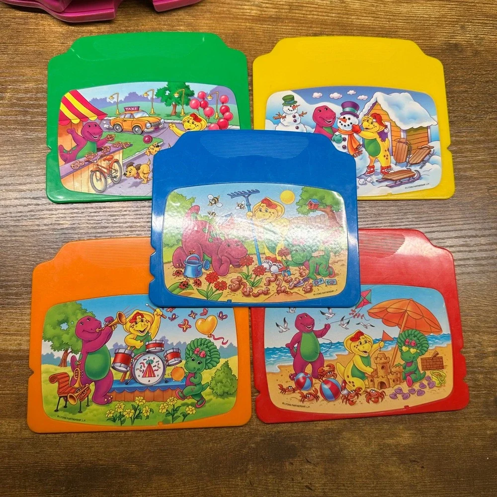 Mattel Barney the Dinosaur Learning Laptop Toy 2002 20811 5 Activity Cards READ